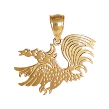 New 14k Gold Fowl Rooster Pendant