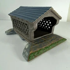 Byron Molds Christmas Village Covered Bridge 2 Pieces Hand Painted  Ceramic 1979