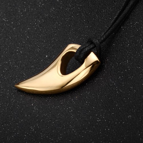 Stainless Steel Wolf Teeth Tooth Necklace Pendant Leather Rope - Picture 7 of 19