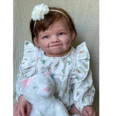 28'' Painted Reborn Baby Doll Realistic Toddler Girl Yellow Short Hair Cloth Body