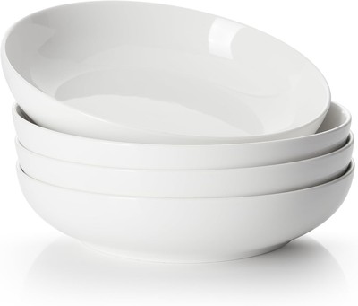 Versatile 9.75'' Large Porcelain Bowls Set for Pasta & Salads - 4 Pieces
