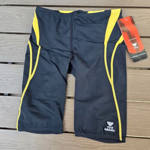 TYR Swimsuit Men’s Alliance Splice Jammer Black/yellow Splice Sz 28 NEW
