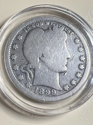 1899 Barber Quarter 90% Silver Good VG See Pics