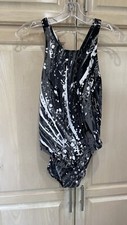 Nike Womens One Piece Competitive Swimsuit Black Grey Size 10