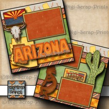 ARIZONA vacation travel 2 premade scrapbook pages paper piecing digiscrap A0007