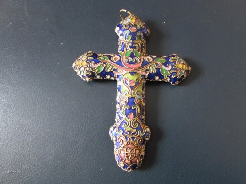 Alsan Victorian Enamelling Enamel Cross Christmas Ornament