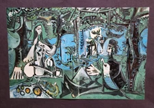 Pablo Picasso "Le Dejeuner" (Lunch) Mounted Offset Double Sheet Lithograph 1971