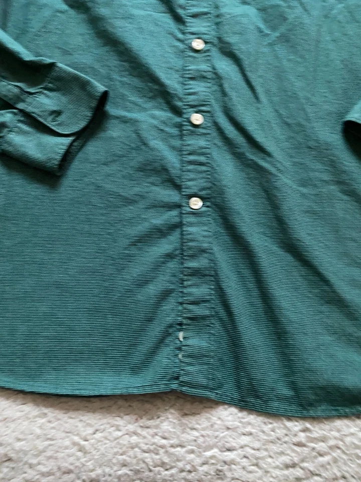 Claiborne Men Plaid Long Sleeve Button-Up Shirt Green Size XXL - Image 2 of 4