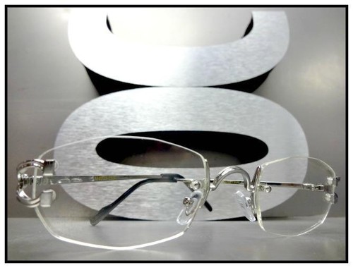 Classy Elegant Sophisticated Style Clear Lens EYE GLASSES Silver Rimless Frame - Picture 2 of 7