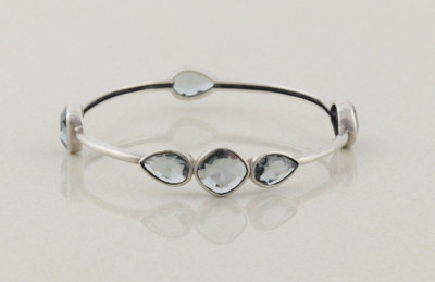 Sterling Silber blau Glas Bewundern Armreif Armband 8'' Silpada