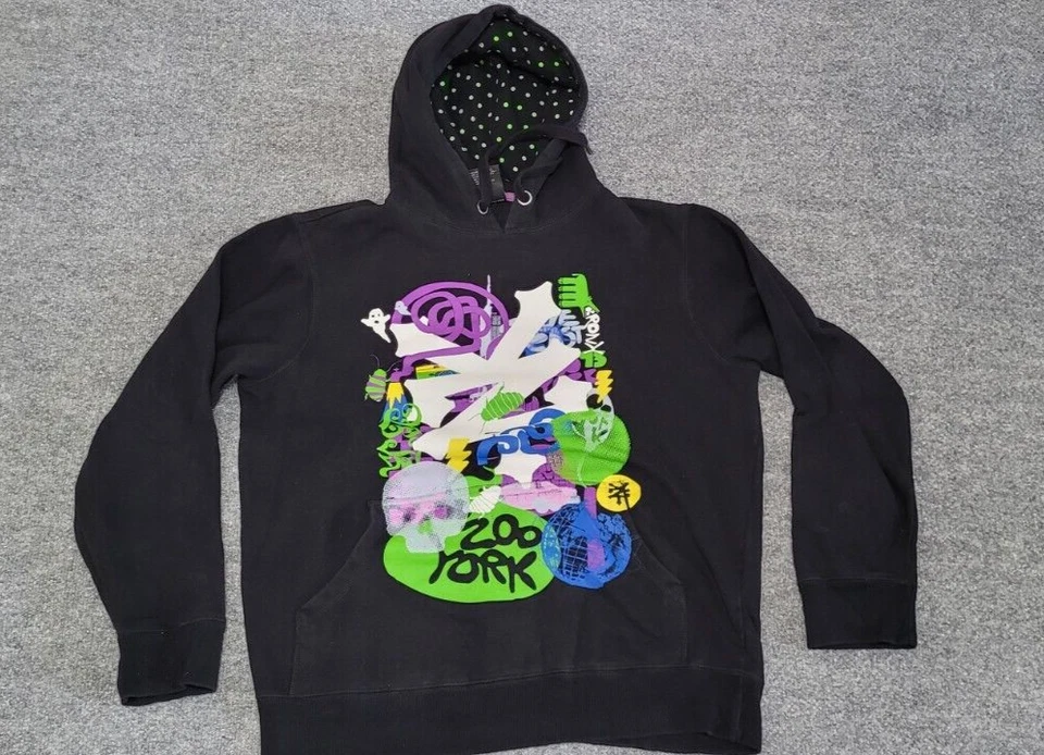 Zoo York 连帽衫男式大号黑色艺术和图形波尔卡圆点运动衫男女通用 — 第 2/4 张图片