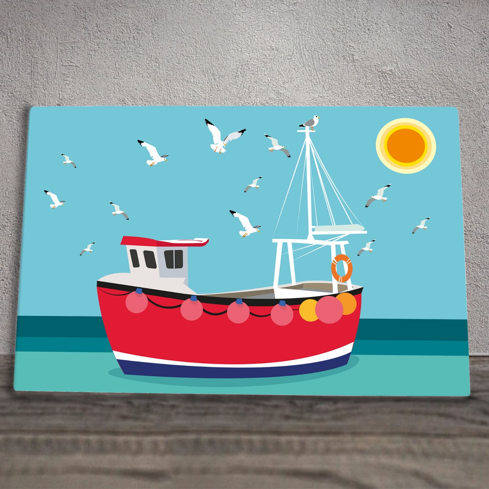 Fishing Trawler Tile Plaque Sign Nautical Boat Wall Art By Kate Pearson 20x30cm