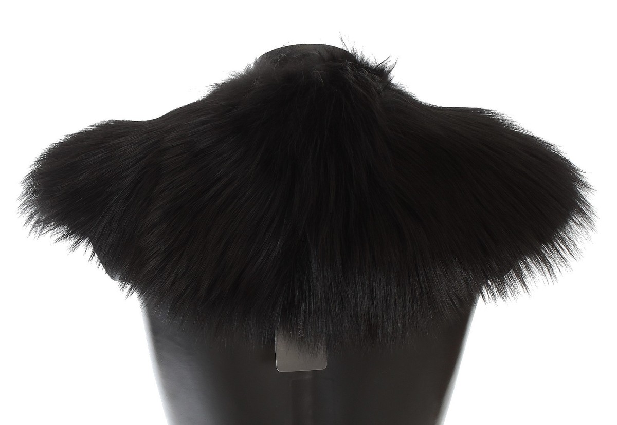 【VIP価格】DOLCE & GABBANA Black Fox Fur Scarf NEW $1840 DOLCE & GABBANA Scarf Black Fox Fur Shoulder Wrap