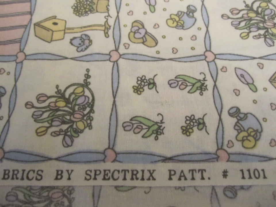 VTG PRECIOUS MOMENTS FABRIC  SPECTRIX 1996  Garden Scenes 2yd 26" x 44 - Image 4 of 4