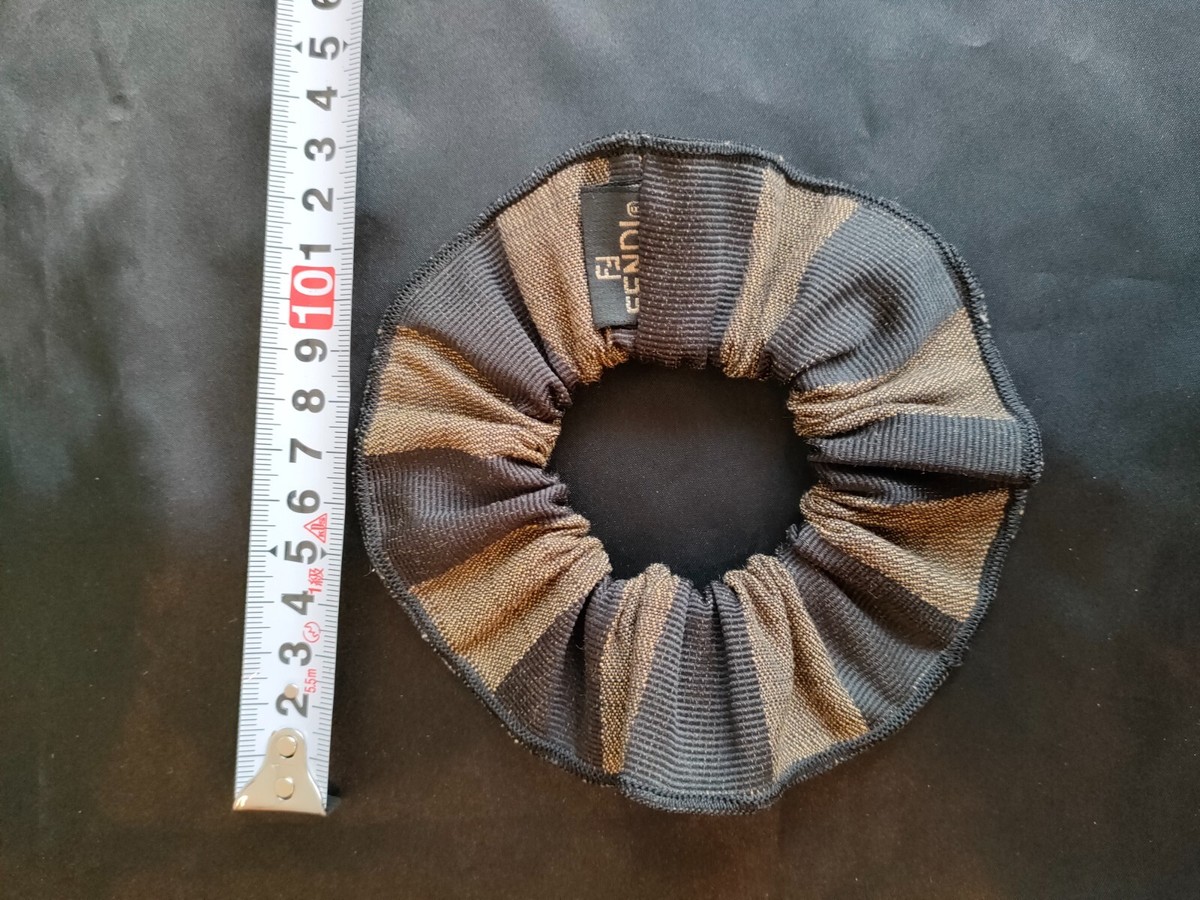 FENDI Pequin pecan Scrunchie Hair Tie Clip Brown Khaki W15cm  display picture 1