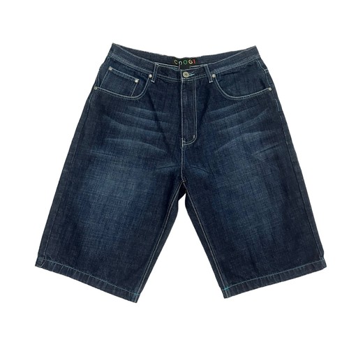 Coogi Shorts Blue Denim Rainbow Embroidered Button Mens Size 38