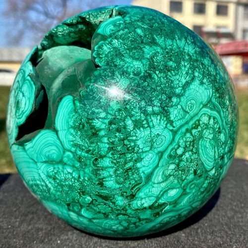 8.92LB Rare Natural Malachite quartz hand Carved sphere Crystal Healing Gem ball - Picture 6 of 18