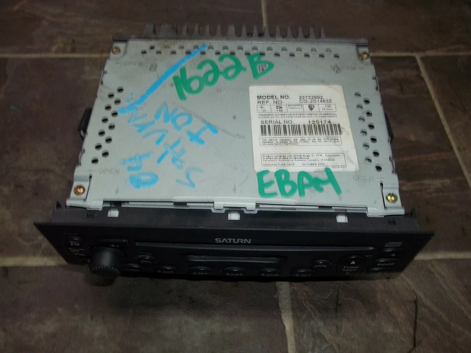 Reproductor de discos CD radio AM FM Saturn Vue Ion 2004 sin MP3 Opt U1C fabricante de equipos originales de fábrica Foto 3 de 4