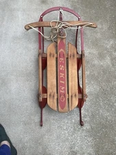 Vintage Eskimo Kids Child Paris style Metal Rails Snow Sled ~36x22x6”