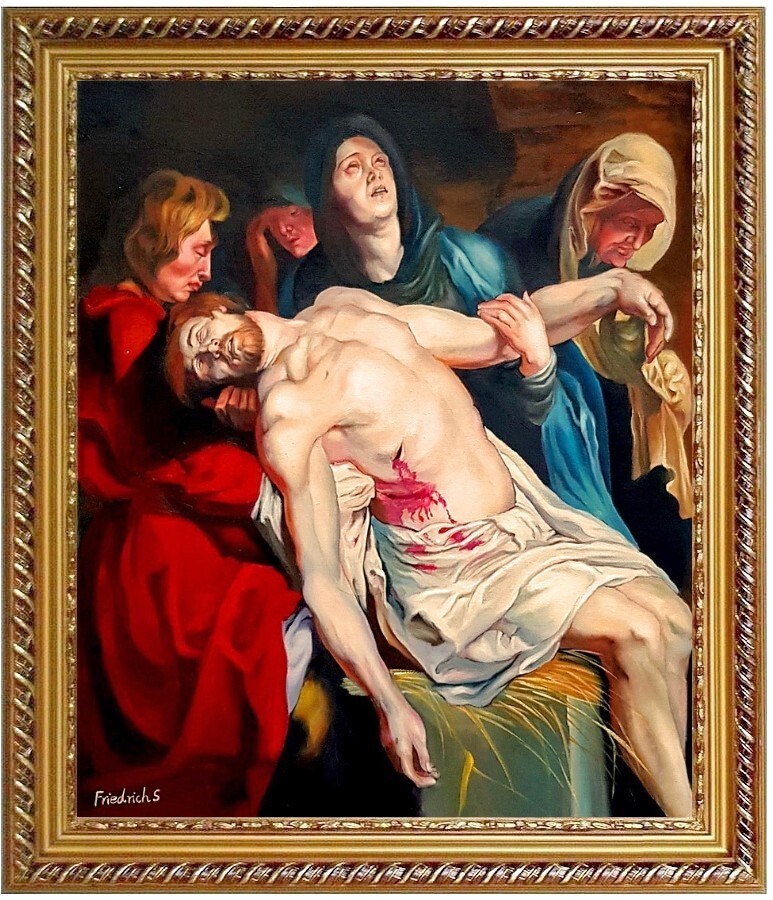 Ölbild Jesus Christus Grablegung Peter Paul Rubens Ölgemälde HANDGEMALT,50x60cm