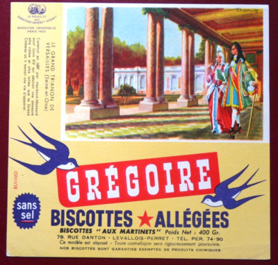 BUVARD - BISCOTTES GRÉGOIRE LE GRAND TRIANON DE VERSAILLES SEINE-ET-OISE 78