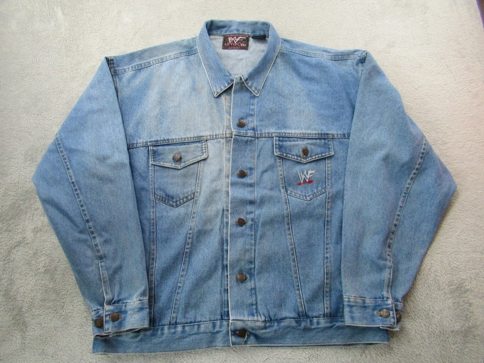 Chaqueta De Colección Stone Cold Para Hombre X-Large Denim Trucker Steve Austin 1999 WWF Attitude Foto 2 de 4