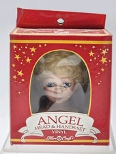 Vintage 1991 Fibre Craft Vinyl Angel Head Hands, Blue Eyes, Short Blonde Hair