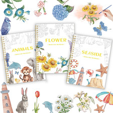 3Pcs Watercolor Workbook - Coloring Book for Beginner, Coloring Books for Adu...