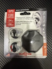 Sonic Defender EP3, Filtered Earplugs, 1 Pair,Hypoallergenic Material,Polymer