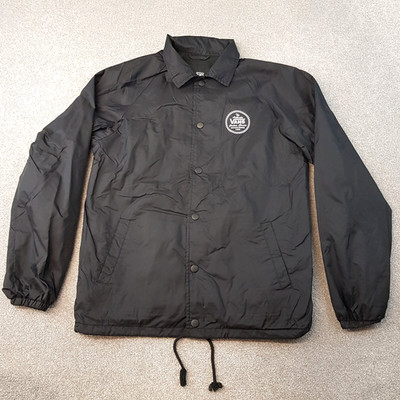 Vans Mens Jacket Small Black Varsity Baseball Lightweight Coach Outdoor Lined