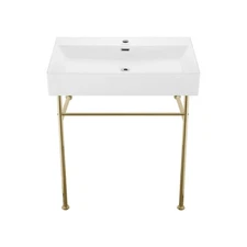 Swiss Madison SM-CS722 Claire 30 Console Sink White with Gold Legs