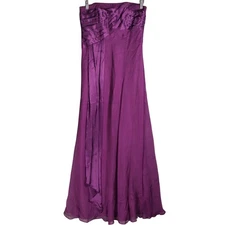Monsoon Dress Size UK 10 Purple Silk Satin Y2K Sleeveless Maxi Occasion Party