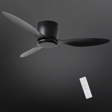 42" Black Ceiling Fan No Light Remote 6-Speed Reversible DC Motor