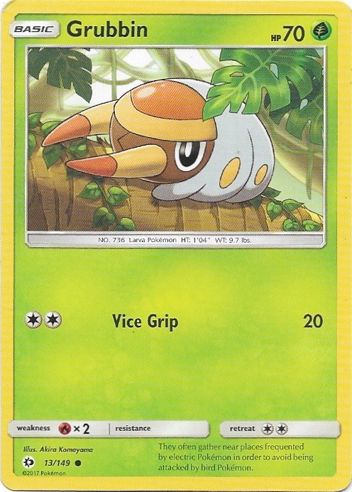 Grubbin 13/149 Common SM Base Set Pokemon Near Mint