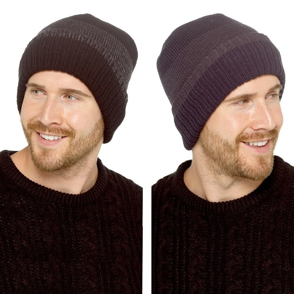 A2Z Mens Hat Cable Knit Beanie Fleece Lined Hat Super Soft Stretchy Caps