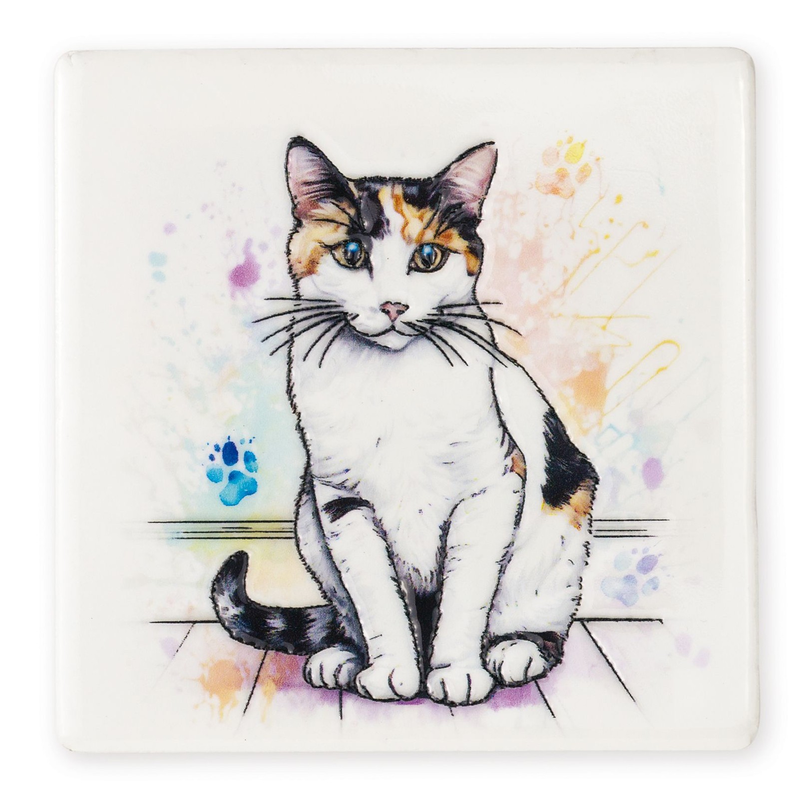Calico Cat Ceramic Drinks Coaster - Arora