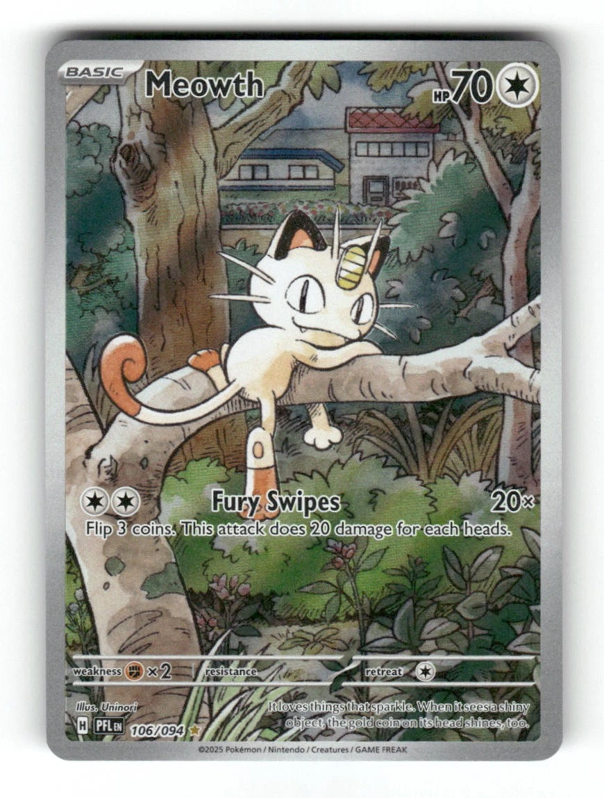 Meowth 106/094 Illustration Rare Phantasmal Flames Pokemon Holo Near Mint