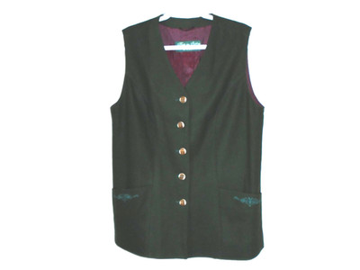 Vtg H.Moser Salzburg Austria Dk Green Wool Blend Vest Women Size 40 Lined