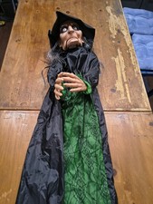 Animated Hanging Witch Halloween Prop 4 Ft Sound Activated
