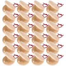24 Pcs Wooden Castanets for Kids, Adults, Classroom, DIY Percussion Instruments