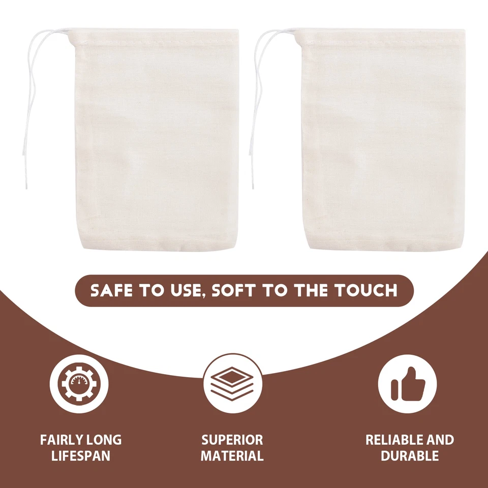 50 Pieces Drawstring Cotton Bags Muslin Bags,Tea Brew Bags (4 x 3 Inches) Y2C7 - Image 2 of 4