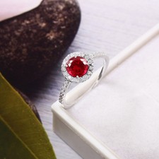 AAA Flawless Burma Ruby Gemstone 6x6 MM, 925 Sterling Silver Engagement Ring