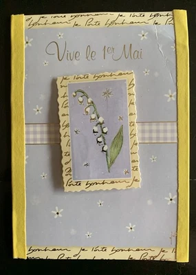 Carte postale non écrite, Vive le 1er Mai, Muguet, je porte bonheur, en relief - Photo 1/2