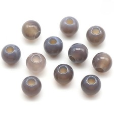 50pcs Natural Gray Agate Stone Round Big Hole Beads Jewelry Making 16mm Hole 5mm