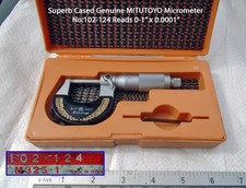 Vintage Cased Genuine MITUTOYO Imperial Micrometer, No:102-124 0-1" x 0.0001"