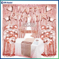 Geburtstagsdeko RoséGold, Happy Birthday Girlande & TischläUfer