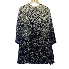 TORY BURCH Silk Drop Waist Pleated Dress Black Cream Floral Sz S Wedding Guest