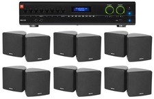 JBL 2-Channel Amplifier 12 3.5" Black Cube Speakers for Restaurant/Bar/Cafe