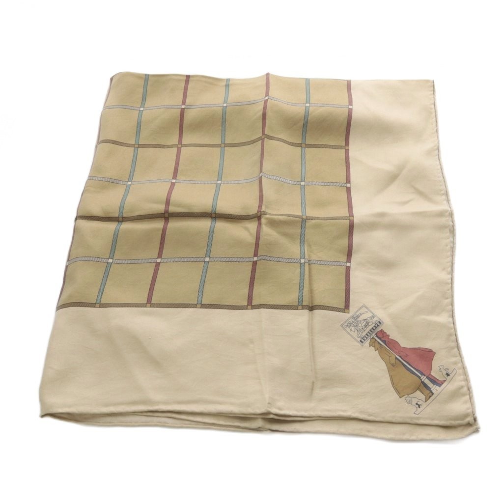 Burberrys Scarf Plaid Silk Brown /Yo25 Men'S Women'S Authentic