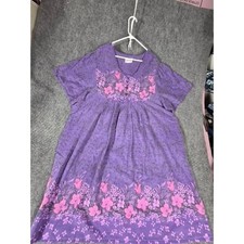 VTG Anthony Richards Purple Floral House Dress Muumuu Pockets 3XL Short Sleeve